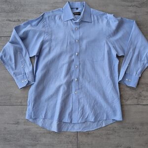 Donald J Trump Signature Collection Blue Striped Long Sleeve Button Down 34